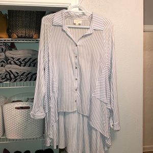 High low button up blouse